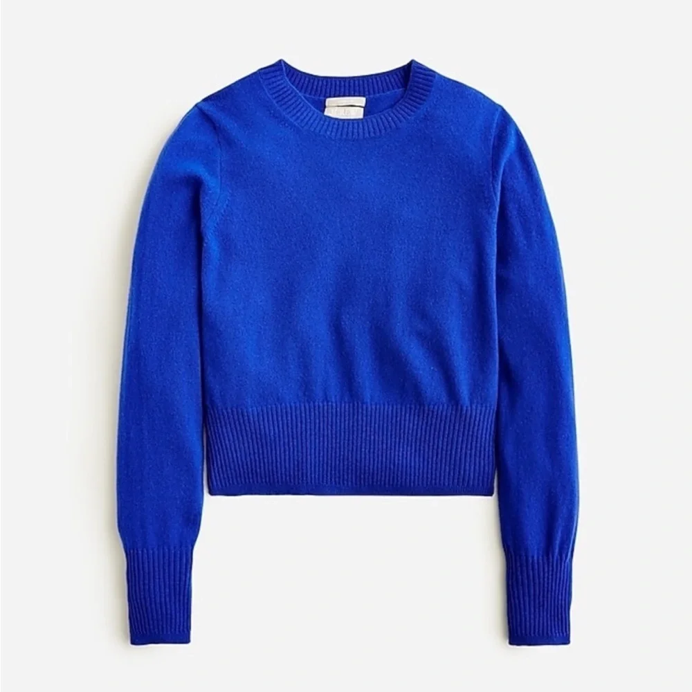 NWT Blue JCrew 100% Cashmere Croppd Fit Crewneck Sweater- Size 3X - Picture 2 of 6